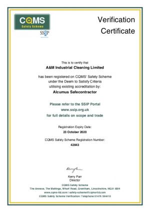 COMS - Safety Scheme Certificate